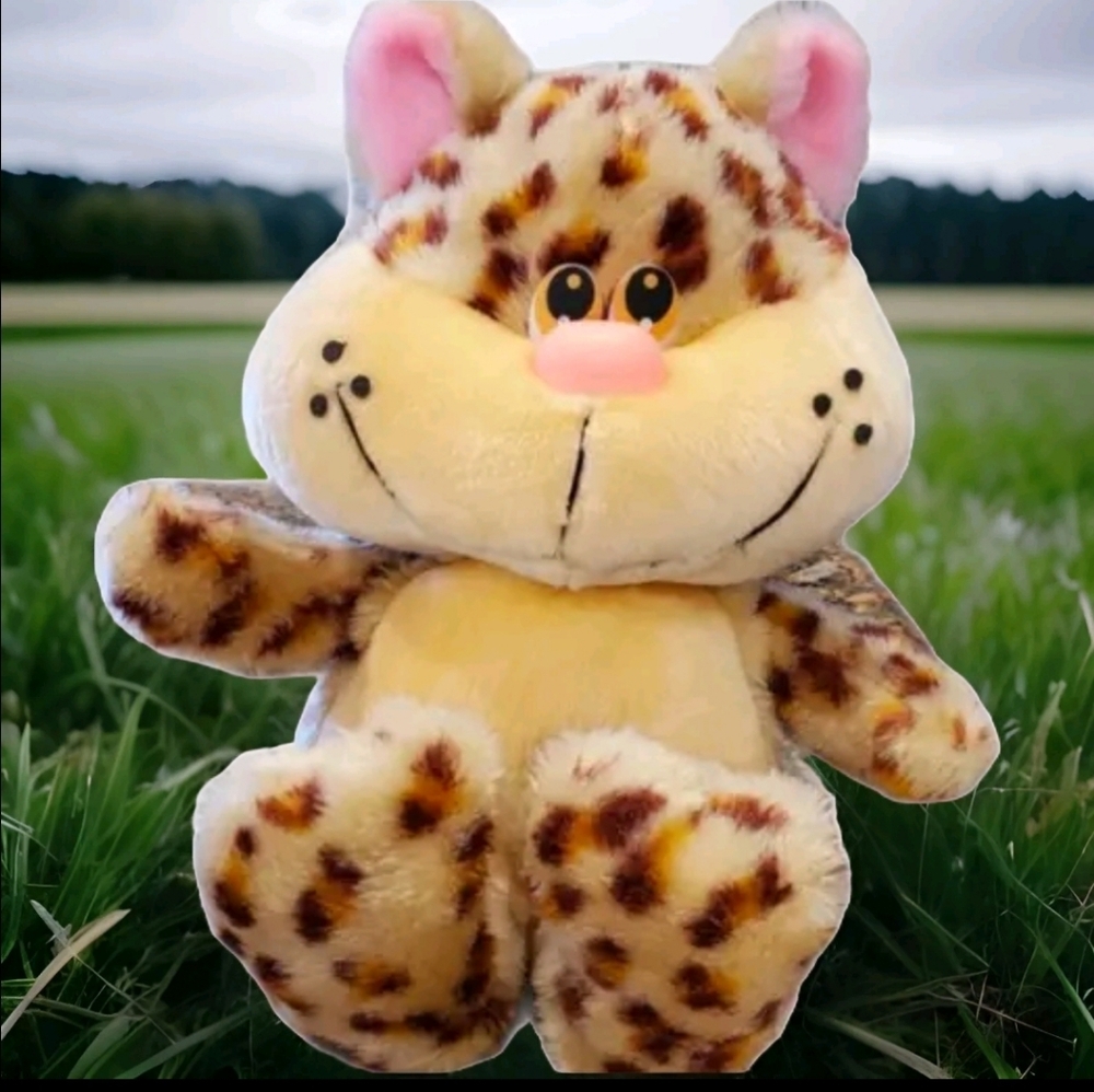 Vintage MTY International Kitty Cat Plush stuffed animal 12" Cream Pink *